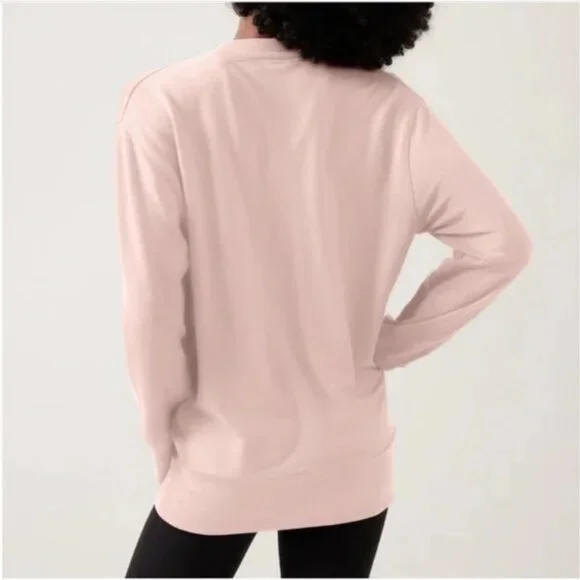 Athleta Purana V-Neck Wrap Sweatshirt | Pink | EUC | LG - Picture 2 of 8